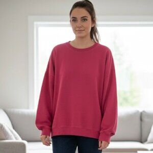GAP Women Pink Crewneck Basic Oversized Sweatshirt, Size XXL
